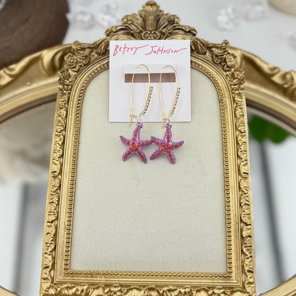 Betsey Johnson Starfish Crystal Drop Earrings - Picture 1 of 5